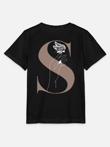 Magischer Schmetterlingsbuchstabe - Stanley/Stella Kinder T-Shirt MINI CREATOR - Schwarz