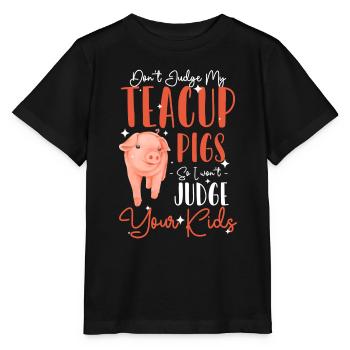Teacup Piggy Pig Piggy Breeder - Stanley/Stella MINI CREATOR Kids’ T-Shirt - black - Front - Mikhail (115cm)