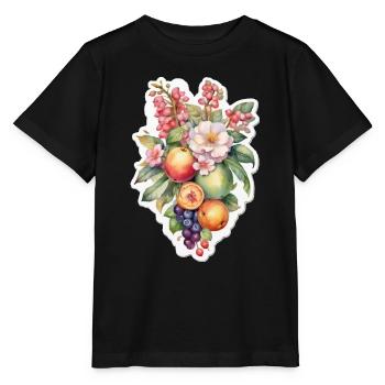 Blumen und Obst - Stanley/Stella Kinder T-Shirt MINI CREATOR  - Schwarz - Vorne - Mikhail (115cm)