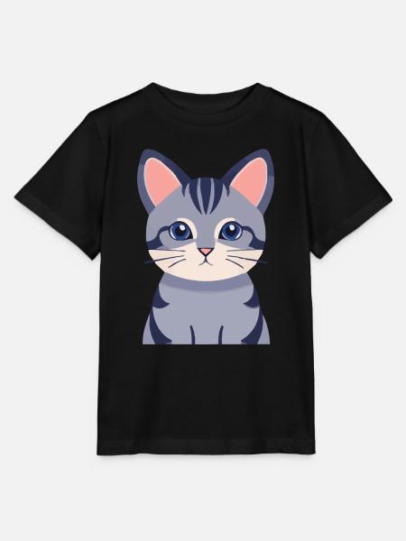 graue Katze süß - Stanley/Stella Kinder T-Shirt MINI CREATOR  - Schwarz
