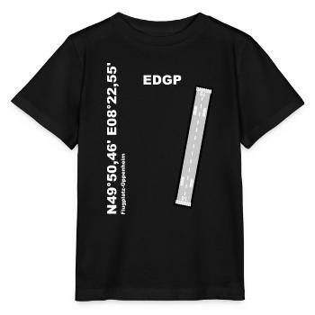 Flugplatz EDGP Design mit Namen und Koordinaten - Stanley/Stella Kinder T-Shirt MINI CREATOR  - Schwarz - Vorne - Mikhail (115cm)