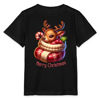 Cadeau de Saint-Nicolas Renne sucré - T-shirt bio MINI CREATOR Stanley/Stella Enfant - noir - Devant - Mikhail (115cm)