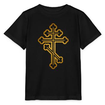 Croix orthodoxe - T-shirt bio MINI CREATOR Stanley/Stella Enfant - noir - Devant - Mikhail (115cm)