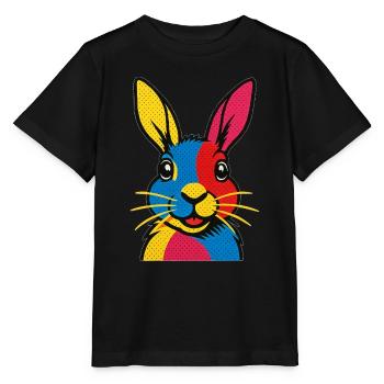 Kaninchen Pop Art - Stanley/Stella Kinder T-Shirt MINI CREATOR  - Schwarz - Vorne - Mikhail (115cm)