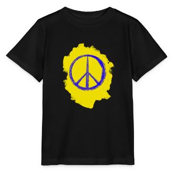 Solidarity Peace – Ukraine Colors - Stanley/Stella Kinder T-Shirt MINI CREATOR  - Schwarz - Vorne - Mikhail (115cm)