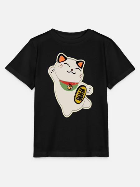 Maneki Neko (Glückliche Katze) - Stanley/Stella Kinder T-Shirt MINI CREATOR - Schwarz