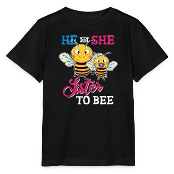 Pregnancy - I'm going to be sister bee saying - Stanley/Stella MINI CREATOR Kids’ T-Shirt - black - Front - Mikhail (115cm)