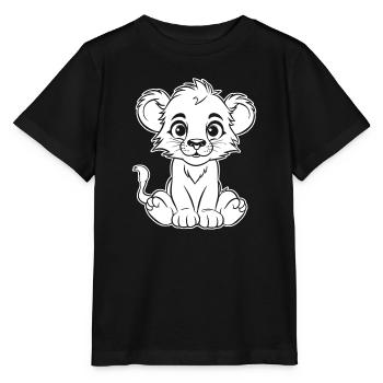 Cute Comic Lion Animal Child Baby Africa Zoo Boy - Stanley/Stella MINI CREATOR Kids’ T-Shirt - black - Front - Mikhail (115cm)