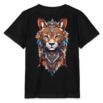 Cheetah Spirit Meditation & Shamanism - Stanley/Stella MINI CREATOR Kids’ T-Shirt - black - Front - Mikhail (115cm)