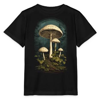 Fairies Mushrooms Entrance to the Secret Santa World Vintage Nature - Stanley/Stella MINI CREATOR Kids’ T-Shirt - black - Front - Mikhail (115cm)
