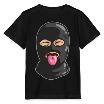 Freundlicher Dieb Maske Zunge Bank Räuber Gangster - Stanley/Stella Kinder T-Shirt MINI CREATOR  - Schwarz - Vorne - Mikhail (115cm)