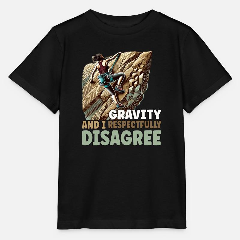 Gravity and I disagree - Climbin Free Climbing Bou - Stanley/Stella MINI CREATOR Kids’ T-Shirt - black