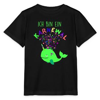 Carnaval, Baleine, Confettis, Carnaval, Baleine, Vert - T-shirt bio MINI CREATOR Stanley/Stella Enfant - noir - Devant - Mikhail (115cm)