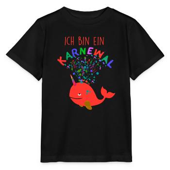 Carnaval, Baleine, Confettis, Carnaval, Baleine, Rouge - T-shirt bio MINI CREATOR Stanley/Stella Enfant - noir - Devant - Mikhail (115cm)