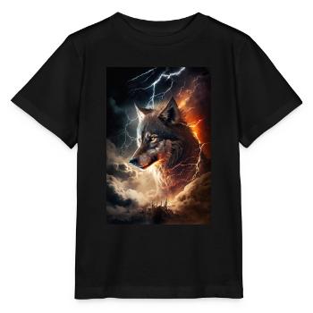 Wolf Blitz Donner Epic Cool Episch Wölfe - Stanley/Stella Kinder T-Shirt MINI CREATOR  - Schwarz - Vorne - Mikhail (115cm)