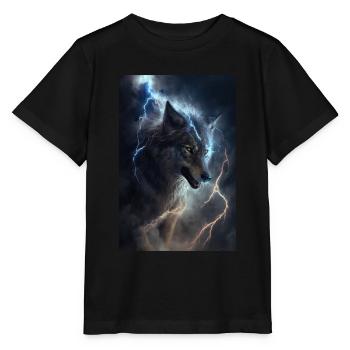 Wolf Blitz Donner Epic Cool Episch Wölfe - Stanley/Stella Kinder T-Shirt MINI CREATOR  - Schwarz - Vorne - Mikhail (115cm)