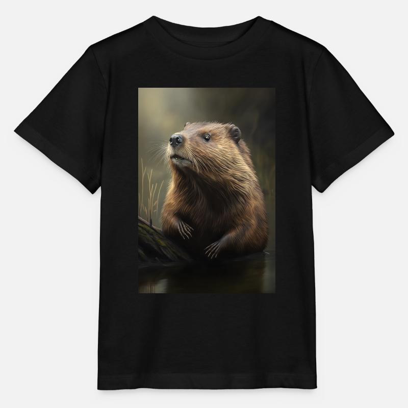 Biber Tier Süß - Stanley/Stella Kinder T-Shirt MINI CREATOR - Schwarz