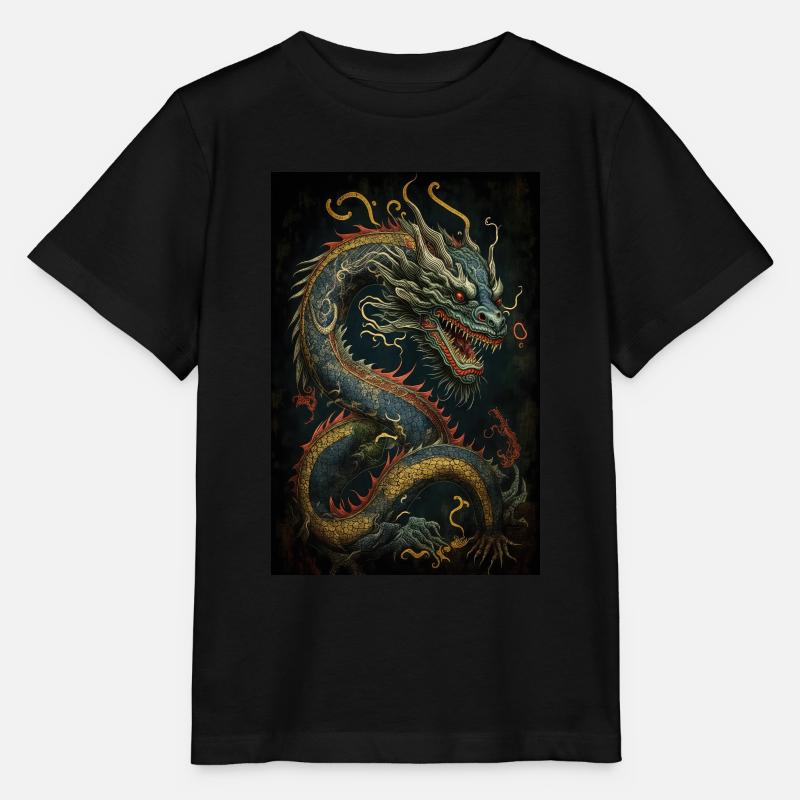 Japanischer Drache Chinesischer Drache - Stanley/Stella Kinder T-Shirt MINI CREATOR  - Schwarz