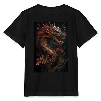 Japanischer Drache Chinesischer Drache - Stanley/Stella Kinder T-Shirt MINI CREATOR  - Schwarz - Vorne - Mikhail (115cm)