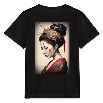 Geisha Portrait Kimono Japonais Traditionrlles - T-shirt bio MINI CREATOR Stanley/Stella Enfant - noir - Devant - Mikhail (115cm)