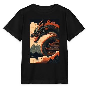 Japanischer Drache Chinesischer Drache - Stanley/Stella Kinder T-Shirt MINI CREATOR  - Schwarz - Vorne - Mikhail (115cm)