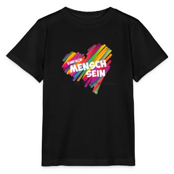 Einfach Mensch sein - black - Stanley/Stella Kinder T-Shirt MINI CREATOR  - Schwarz - Vorne - Mikhail (115cm)