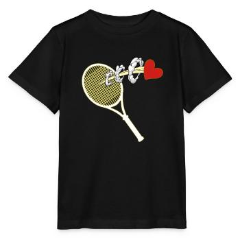 tennis tennis match tennis ball racket - Stanley/Stella MINI CREATOR Kids’ T-Shirt - black - Front - Mikhail (115cm)