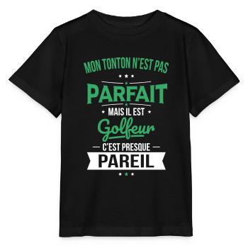Mon tonton n'est pas parfait - golfeur - T-shirt bio MINI CREATOR Stanley/Stella Enfant - noir - Devant - Mikhail (115cm)
