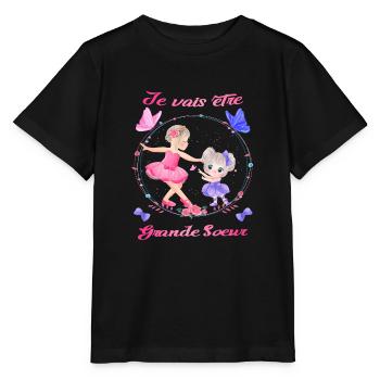 Ballet - Je vais être grande sœur - Ballerine - T-shirt bio MINI CREATOR Stanley/Stella Enfant - noir - Devant - Mikhail (115cm)