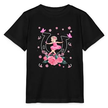 Ballerina in Tutu Dancing in Horseshoe Girls - Stanley/Stella MINI CREATOR Kids’ T-Shirt - black - Front - Mikhail (115cm)
