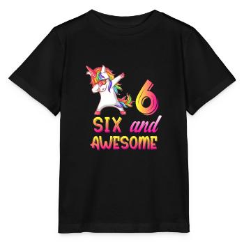 6ème anniversaire, cadeau fille de 6 ans Licorne - T-shirt bio MINI CREATOR Stanley/Stella Enfant - noir - Devant - Mikhail (115cm)
