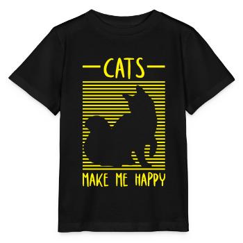 Cat Cats Cat Lover Pet - Stanley/Stella MINI CREATOR Kids’ T-Shirt - black - Front - Mikhail (115cm)