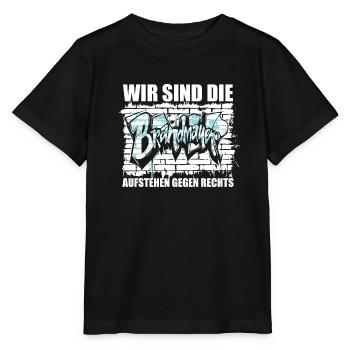 Wir sind die Brandmauer - Aufstehen gegen rechts - Stanley/Stella Kinder T-Shirt MINI CREATOR  - Schwarz - Vorne - Mikhail (115cm)