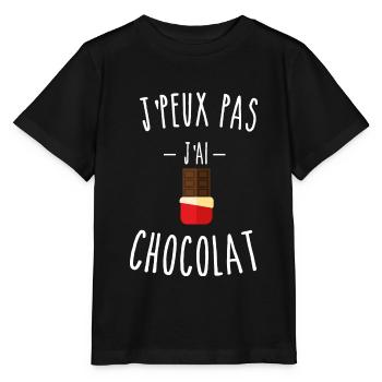 je peux pas j'ai chocolat - tablette - chocolat - T-shirt bio MINI CREATOR Stanley/Stella Enfant - noir - Devant - Mikhail (115cm)