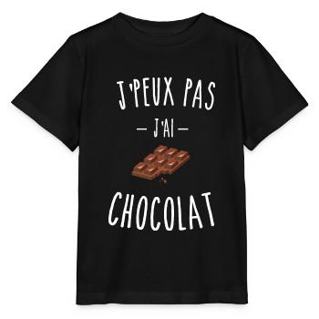 je peux pas j'ai chocolat - tablette - T-shirt bio MINI CREATOR Stanley/Stella Enfant - noir - Devant - Mikhail (115cm)
