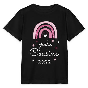 Große Cousine 2022 / Regenbogen / Big Cousin - Stanley/Stella Kinder T-Shirt MINI CREATOR  - Schwarz - Vorne - Mikhail (115cm)