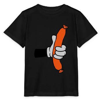 Comic Hand Holds Sausage - Stanley/Stella MINI CREATOR Kids’ T-Shirt - black - Front - Mikhail (115cm)