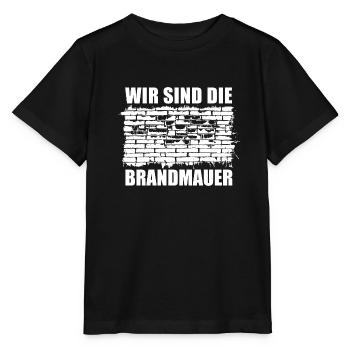 Wir sind die Brandmauer - Aufstehen gegen rechts - Stanley/Stella Kinder T-Shirt MINI CREATOR  - Schwarz - Vorne - Mikhail (115cm)