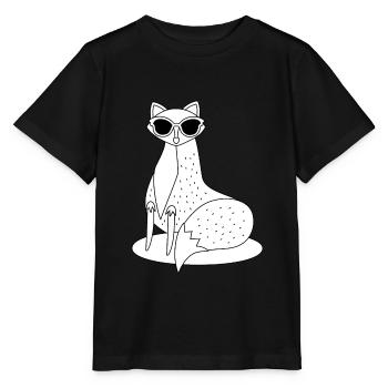 schlichter, cooler Fuchs mit Sonnenbrille - Stanley/Stella Kinder T-Shirt MINI CREATOR  - Schwarz - Vorne - Mikhail (115cm)