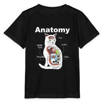 Cat Anatomy - Stanley/Stella MINI CREATOR Kids’ T-Shirt - black - Front - Mikhail (115cm)