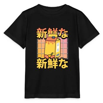 Süßer Kawaii Orangensaft - Stanley/Stella Kinder T-Shirt MINI CREATOR  - Schwarz - Vorne - Mikhail (115cm)