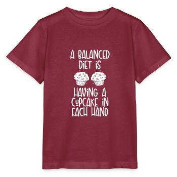 Cupcake in every hand - Stanley/Stella MINI CREATOR Kids’ T-Shirt - burgundy - Front - Kain (125cm)