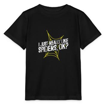 I just like spiders very much - Stanley/Stella MINI CREATOR Kids’ T-Shirt - black - Front - Mikhail (115cm)