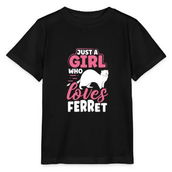 La fille aime les furets - T-shirt bio MINI CREATOR Stanley/Stella Enfant - noir - Devant - Mikhail (115cm)