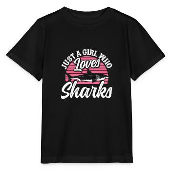 A girl who loves sharks - Stanley/Stella MINI CREATOR Kids’ T-Shirt - black - Front - Mikhail (115cm)