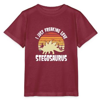 J’adore Stegosaurus - T-shirt bio MINI CREATOR Stanley/Stella Enfant - bordeaux - Devant - Kain (125cm)