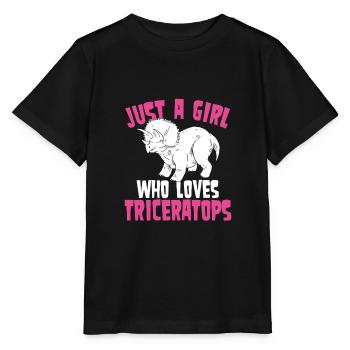 Juste une fille qui aime Triceratops - T-shirt bio MINI CREATOR Stanley/Stella Enfant - noir - Devant - Mikhail (115cm)