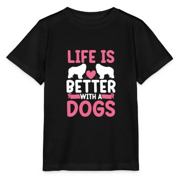 Life is better with dogs - Stanley/Stella MINI CREATOR Kids’ T-Shirt - black - Front - Mikhail (115cm)