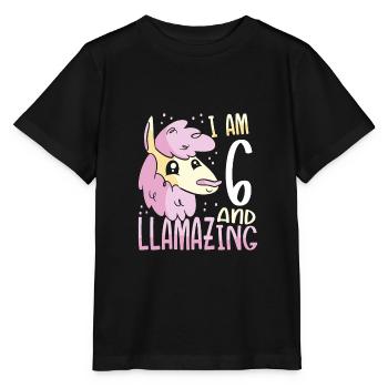 I Am A Six-Year-Old Lama - Stanley/Stella MINI CREATOR Kids’ T-Shirt - black - Front - Mikhail (115cm)