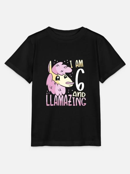 I Am A Six-Year-Old Lama - Stanley/Stella MINI CREATOR Kids’ T-Shirt - black
